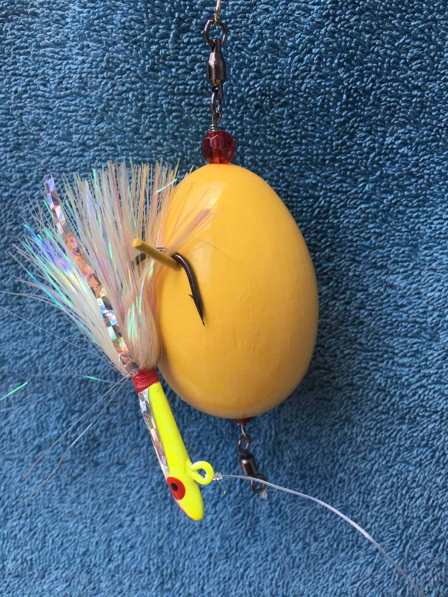 Yellow Egg Casting Egg rigged with a fly